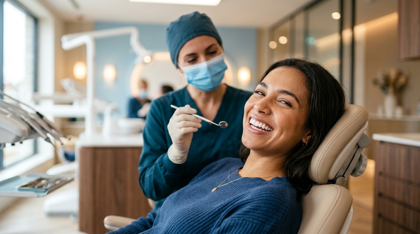 Smiling patient receiving comfortable dental care in Donabate Dental Clinic